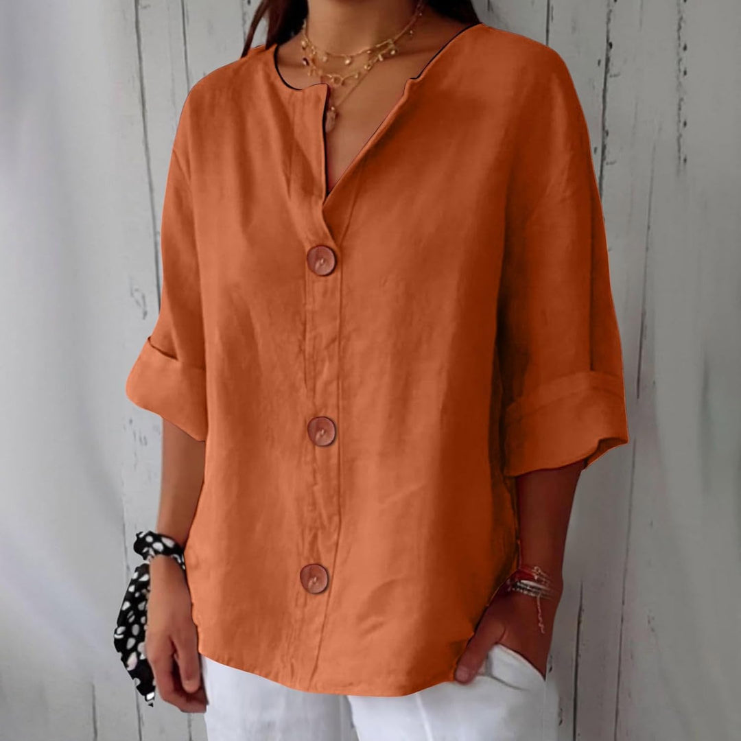 Maeve - Camisa De Algodão e Linho Com Decote Em V