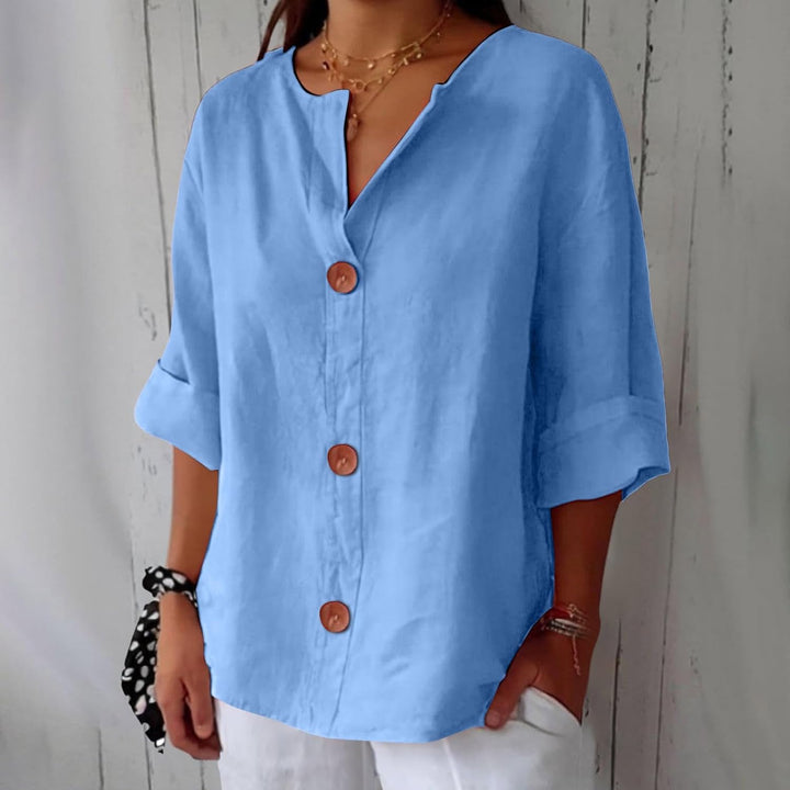 Maeve - Camisa De Algodão e Linho Com Decote Em V
