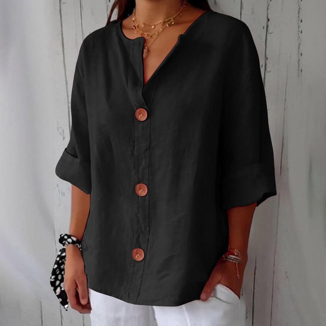 Maeve - Camisa De Algodão e Linho Com Decote Em V