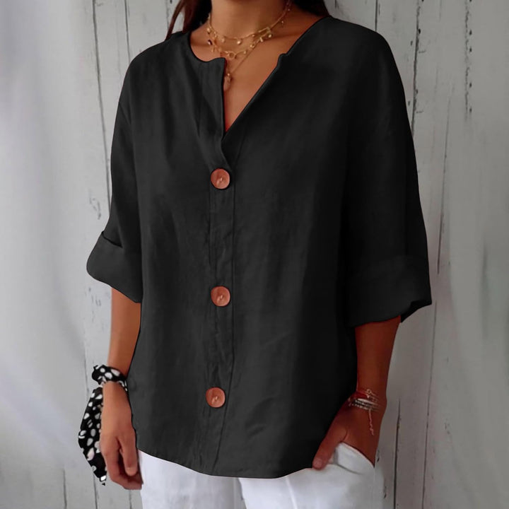 Maeve - Camisa De Algodão e Linho Com Decote Em V