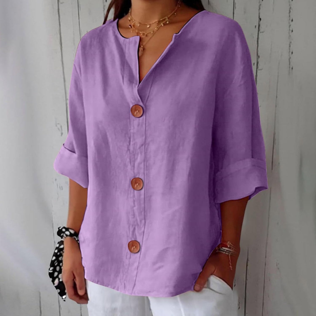 Maeve - Camisa De Algodão e Linho Com Decote Em V