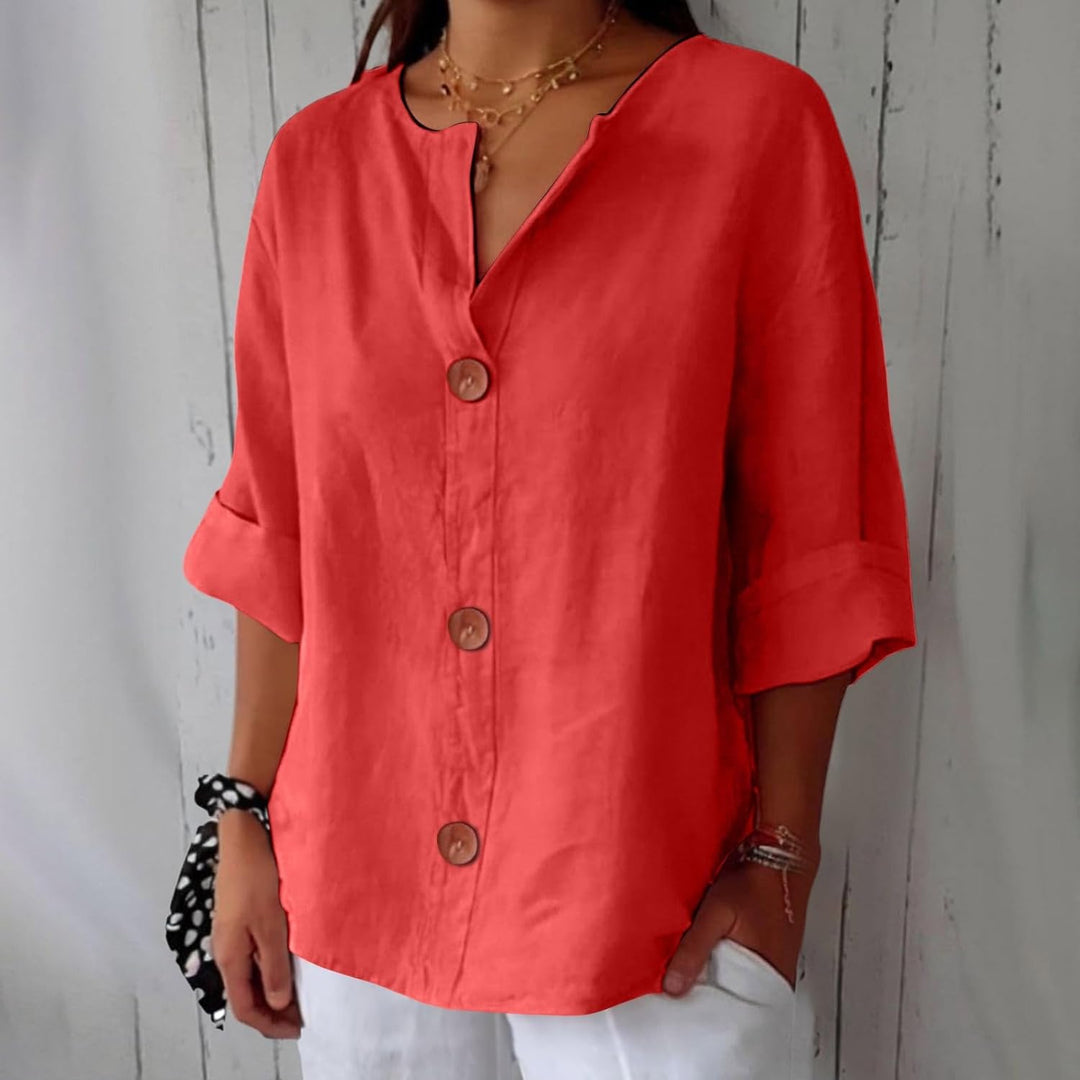Maeve - Camisa De Algodão e Linho Com Decote Em V
