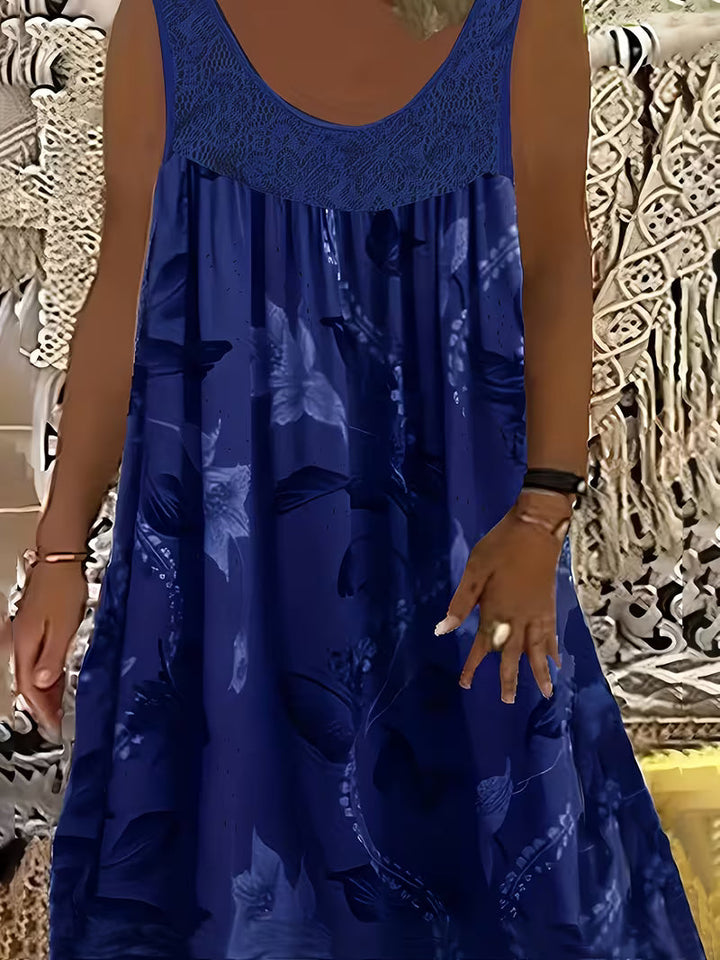 Samudri - Vestido Maxi largo Sem Mangas Com Gola Redonda