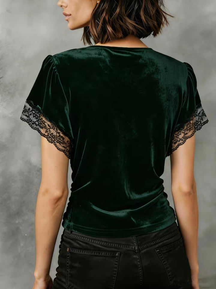 Jalisa - Blusa Vintage De Veludo Com Motivo De Cisne