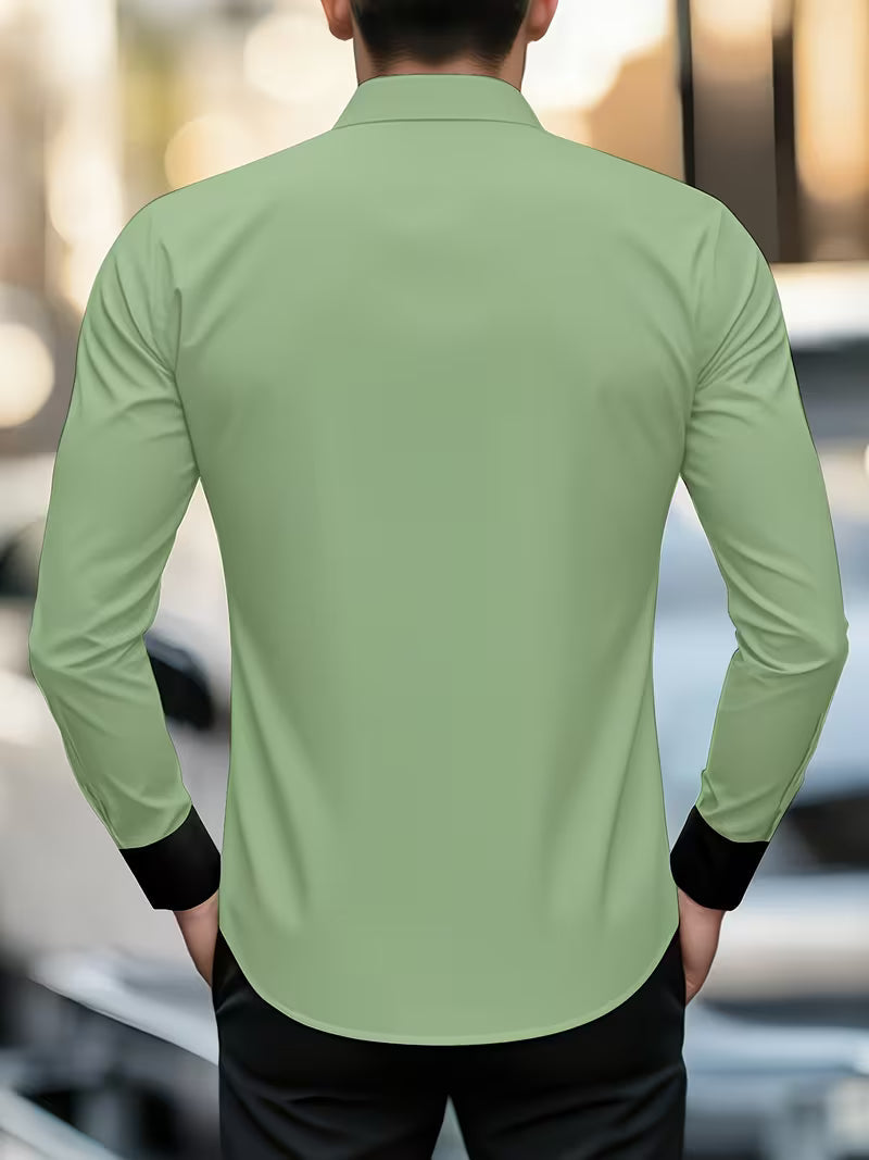 Zigmas - Camisa Elegante de Manga Comprida Com Botões