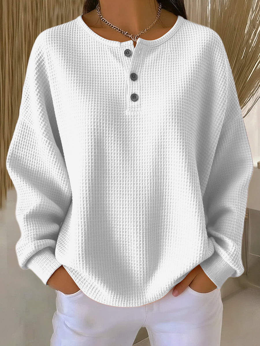 Ritona - Camisola Henley Em Malha Tipo Waffle