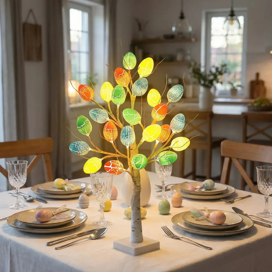 SpringAura - Árvore de Páscoa Com luzes LED Coloridas Para Uma Decoração Festiva da Casa