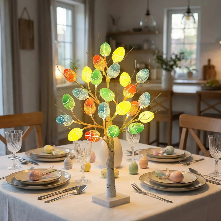 SpringAura - Árvore de Páscoa Com luzes LED Coloridas Para Uma Decoração Festiva da Casa