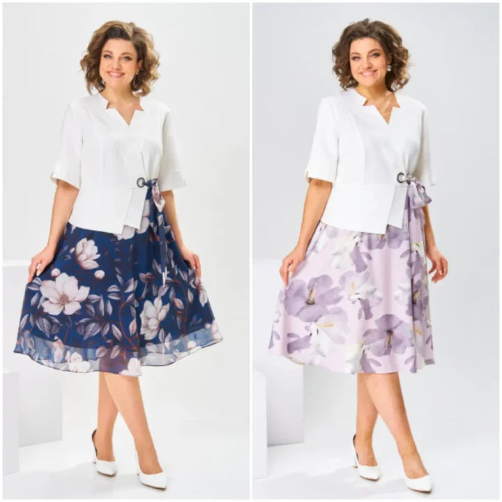 Barnes - Vestido Midi com Estampado Floral e Casaco
