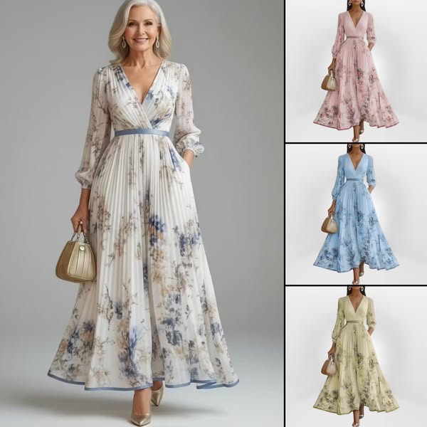 Pramudi - Vestido Maxi Elegante de Manga Comprida