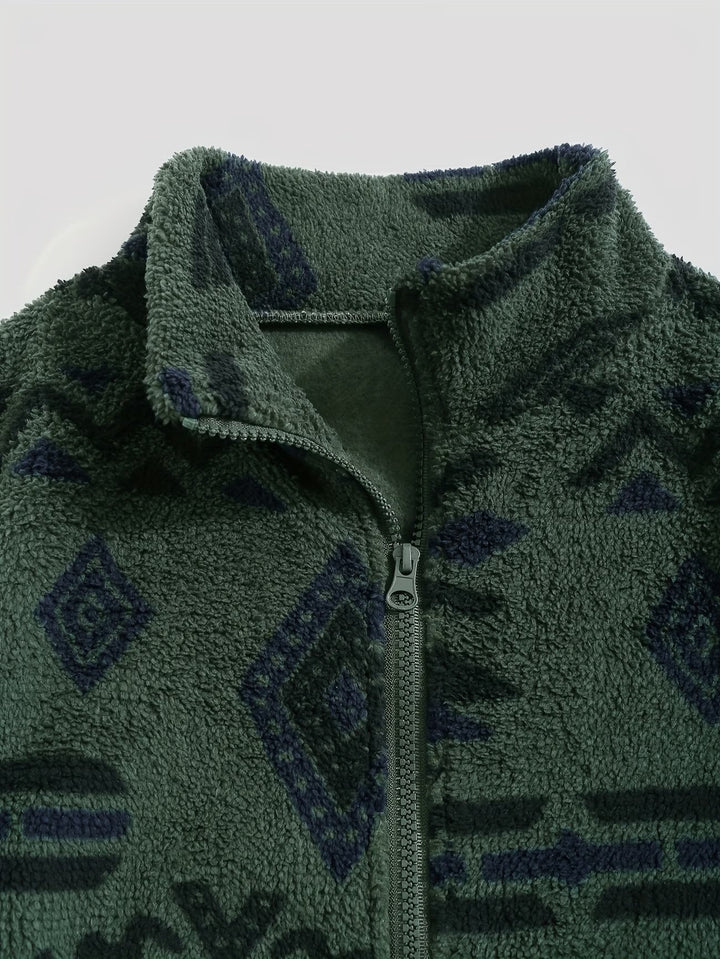 Esra - Long Sleeve Geometric Print Jacket
