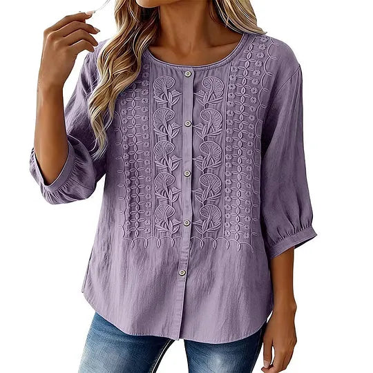 Andreza - Blusa De Algodão Com Botões