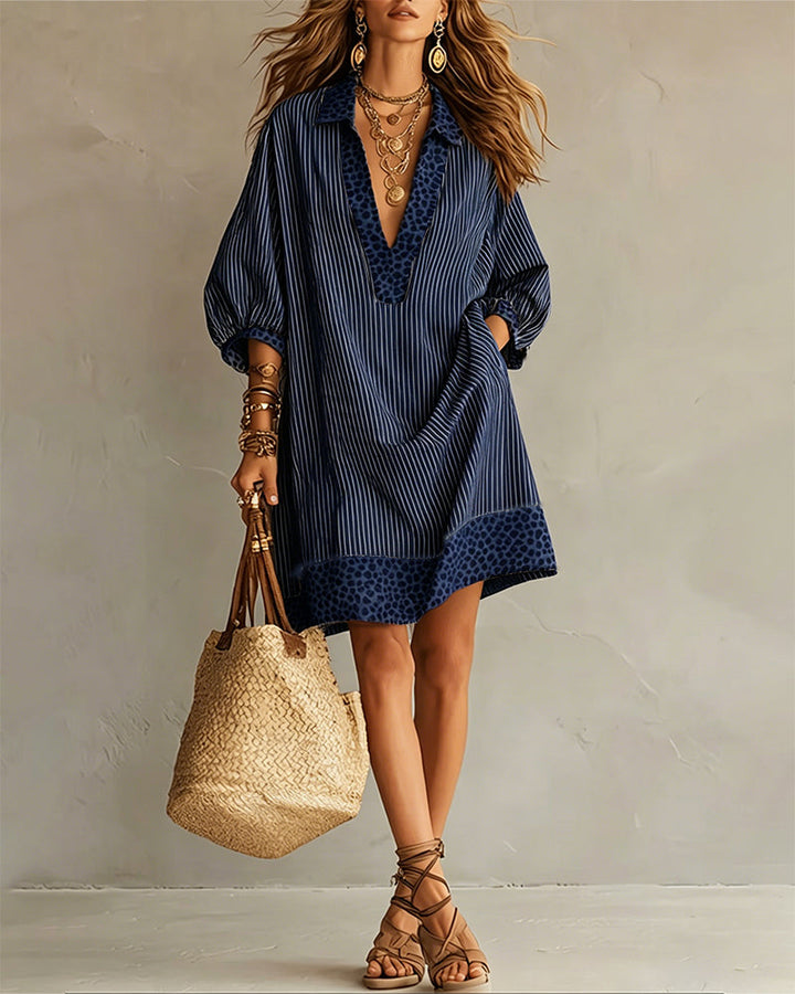 Marget - Vestido Com Painéis Em Padrão Leopardo E Mangas Bufantes