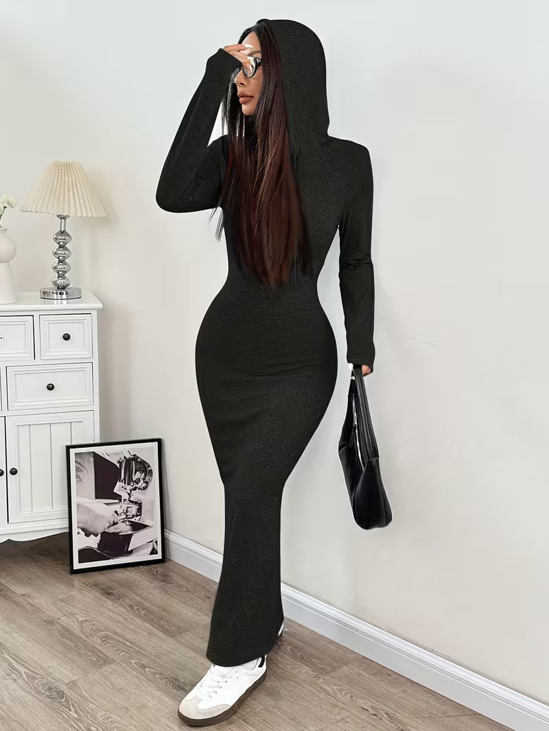 Dahye - Vestido Maxi De Manga Comprida Com Capuz