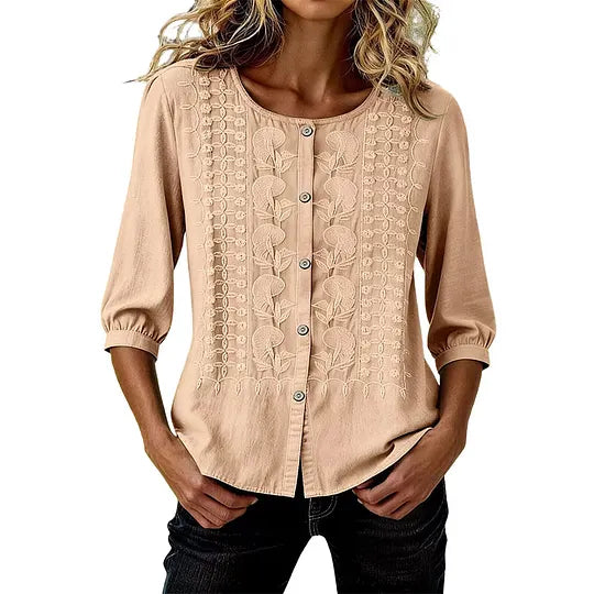 Andreza - Blusa De Algodão Com Botões