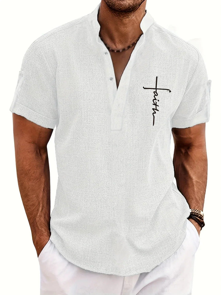 Samuelson - Camisa Elegante De Manga Curta Com Gola