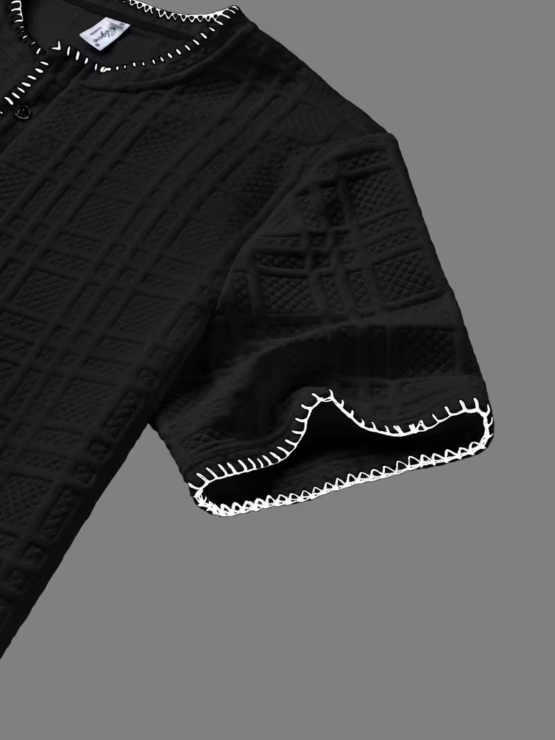 Layton - Camiseta Henley De Manga Curta Com Textura