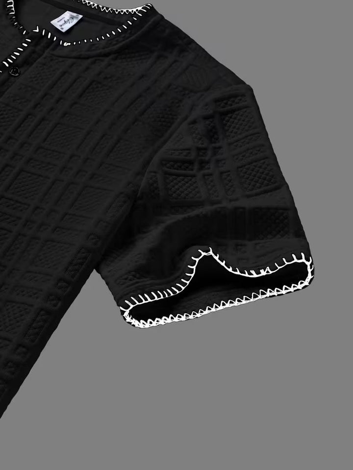 Layton - Camiseta Henley De Manga Curta Com Textura