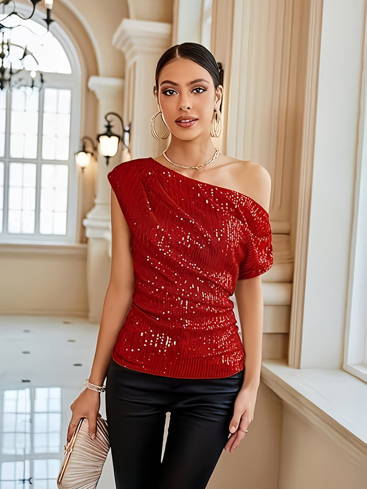 Jhasel - Top Elegante Com Um Ombro À Mostra