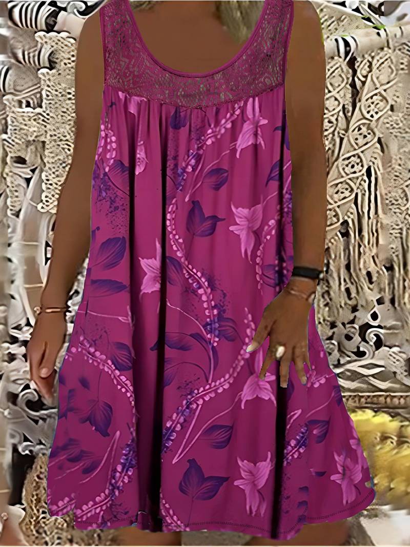 Samudri - Vestido Maxi largo Sem Mangas Com Gola Redonda