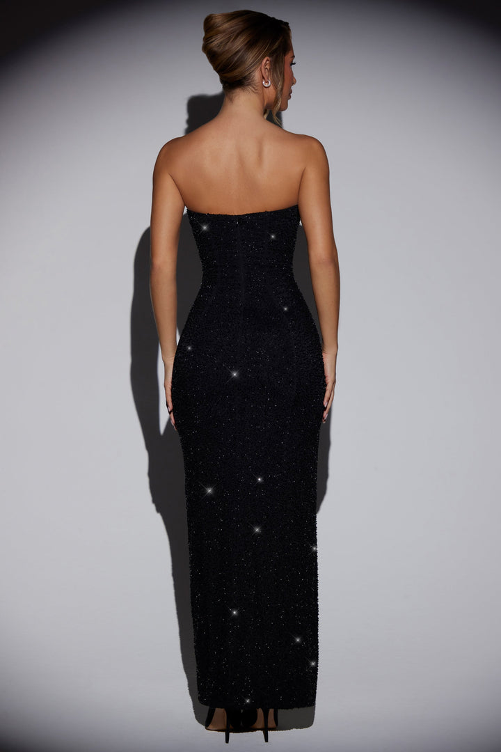 Melinia - Vestido Maxi Com Constelação De Pérolas