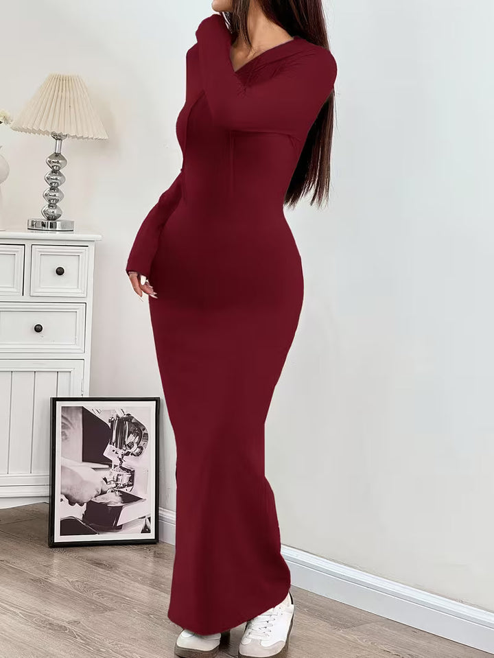 Dahye - Vestido Maxi De Manga Comprida Com Capuz