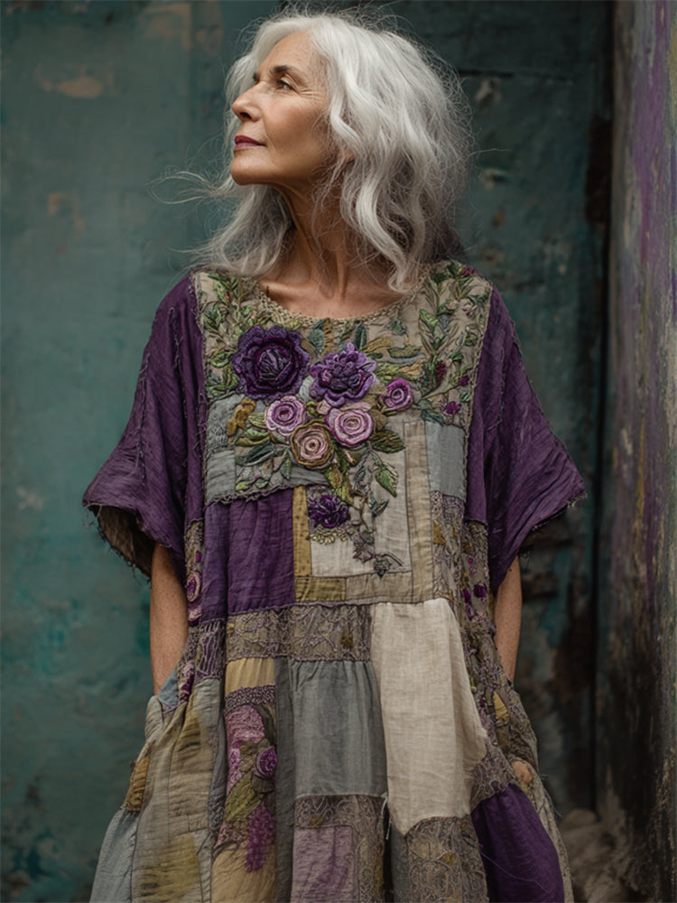 Ridika - Vestido Floral Respirável Com Gola Redonda