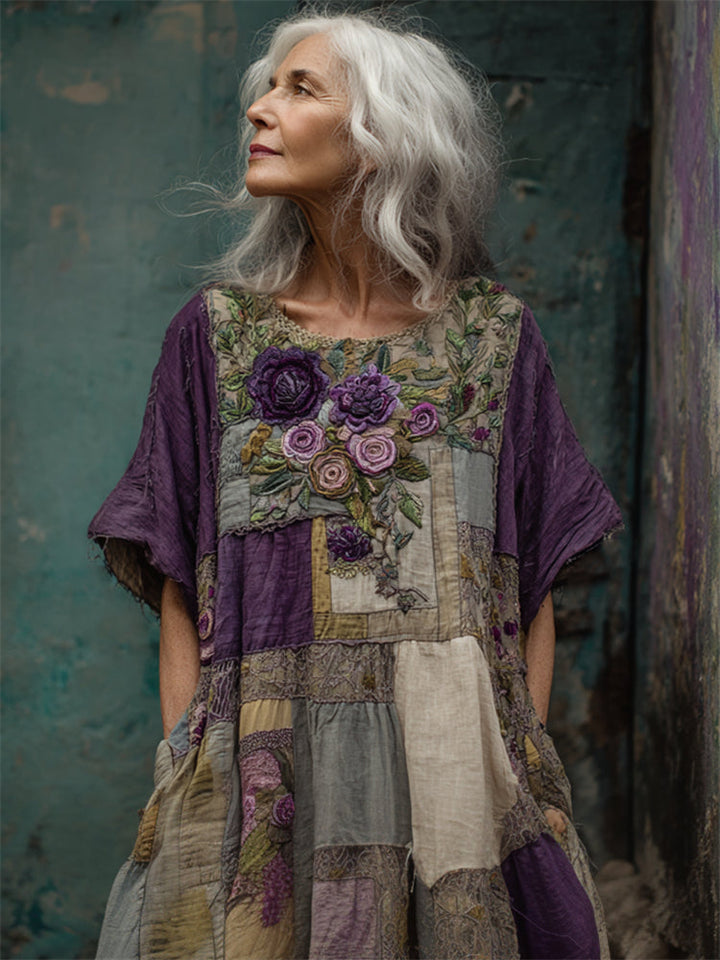 Ridika - Vestido Floral Respirável Com Gola Redonda