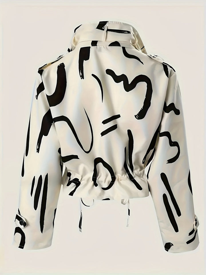 Fredely - Multi-Pocket Drawstring Waist Jacket