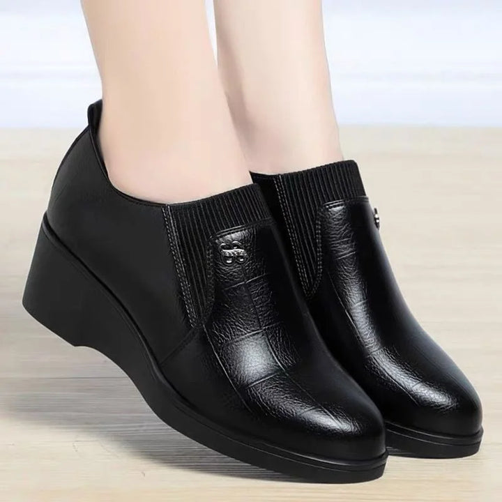 Switolina - Sapatos De Cunha Em Pele Na Moda