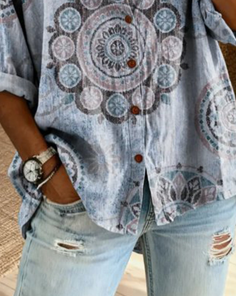 Nirita - Camisa De Manga Comprida Com Padrão Mandala