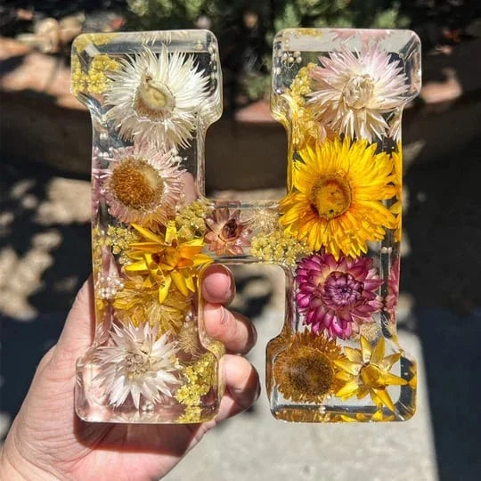 FloraShine - Candeeiro Noturno Artesanal em Resina Com Flores