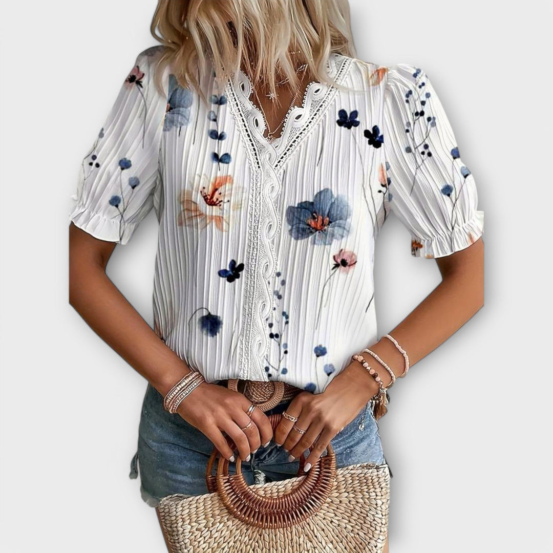 Bruni - Blusa Elegante De Manga Curta Com Estampado