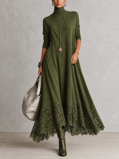 Albria - Vestido Maxi de Manga Comprida com Estilo Vintage