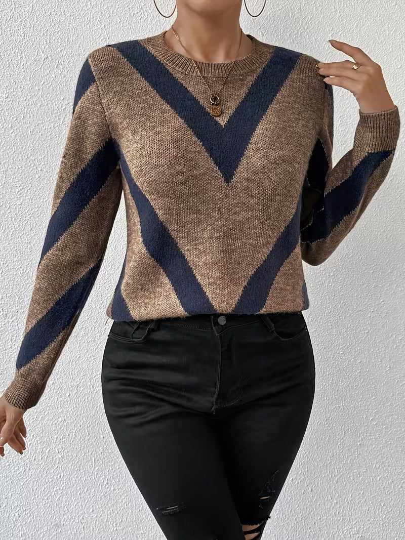 Minaza - Camisola De Gola Redonda Com Padrão Geométrico