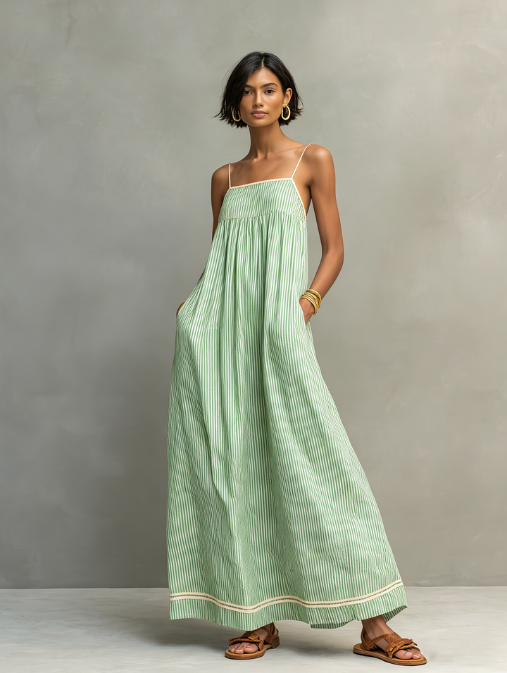 Aliyeva - Vestido Maxi às Riscas