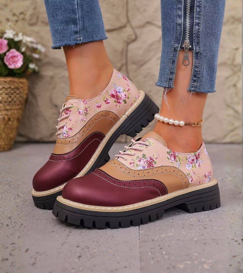 Kiela - Sapatos Oxford Com Padrão Floral E Sola Com Saliências Grossas