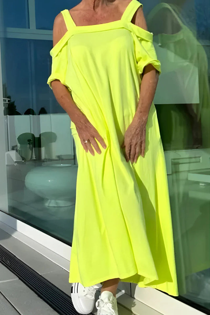 Vathsala - Vestido de Verão Comprido Com Ombros à Vista