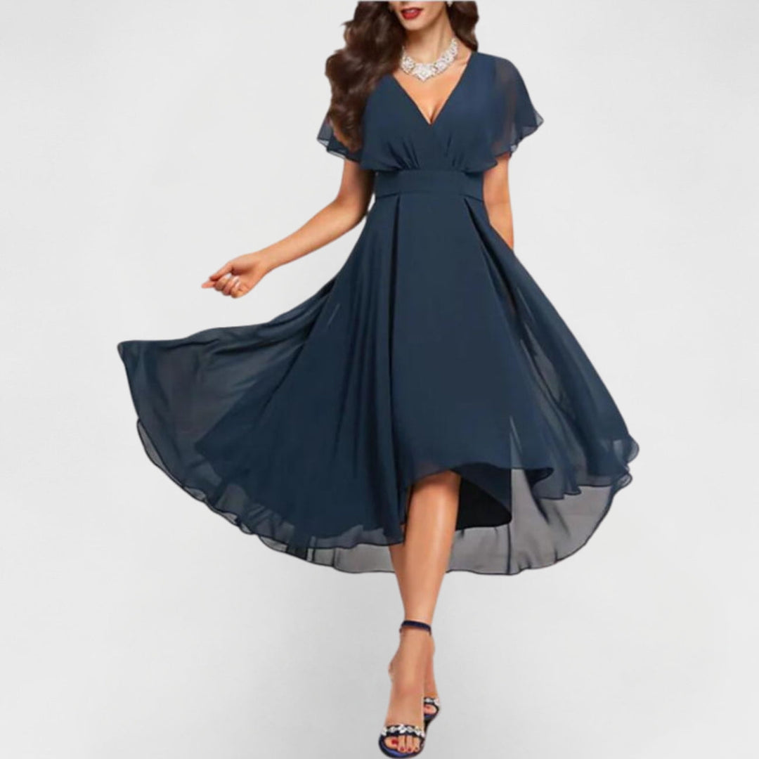 Catalina - Vestido Maxi com Decote em V Fluido