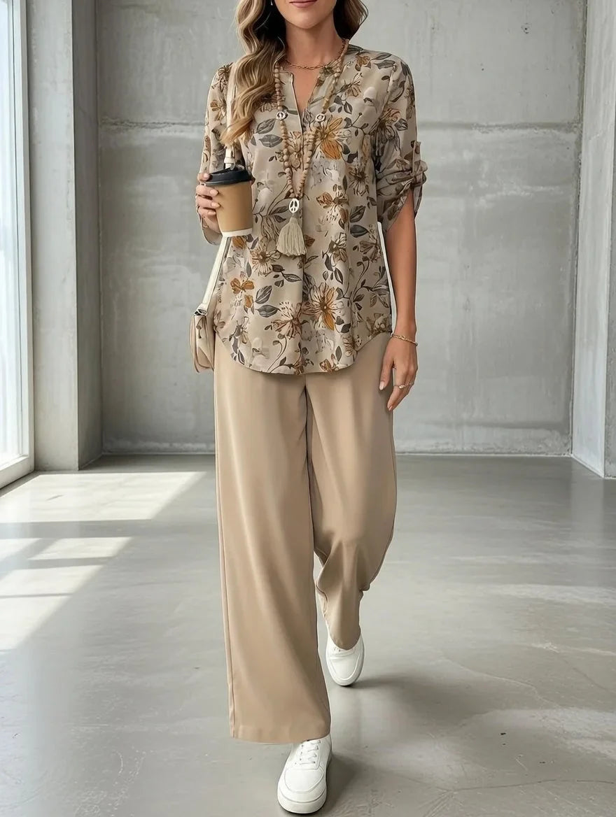 Kresimira - Conjunto Floral Elegante De Duas Peças