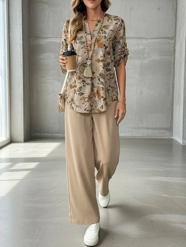 Kresimira - Conjunto Floral Elegante De Duas Peças