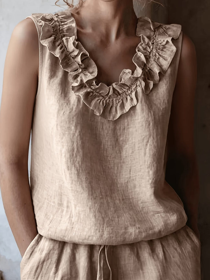 Safiya - Blusa SEM Mangas Com Decote Com Folhos