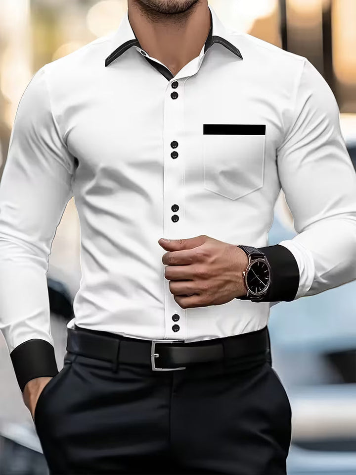 Zigmas - Camisa Elegante de Manga Comprida Com Botões