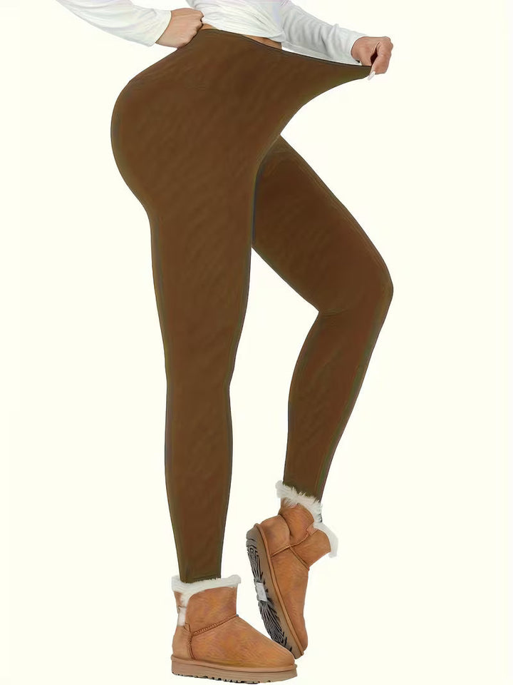 Linzay - Leggings De Cintura Alta Com Forro Térmico Em Velo