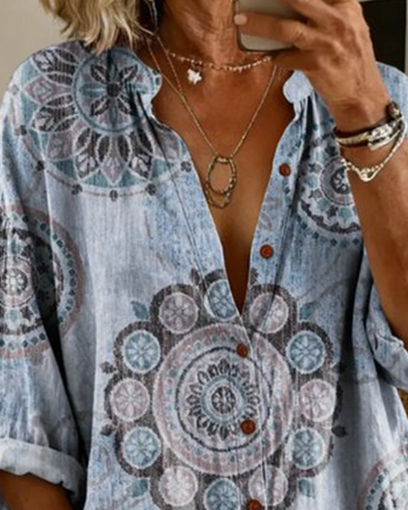 Nirita - Camisa De Manga Comprida Com Padrão Mandala
