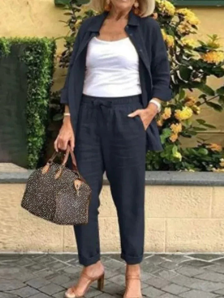 Henna - Conjunto de Camisa de Manga Comprida e Calças