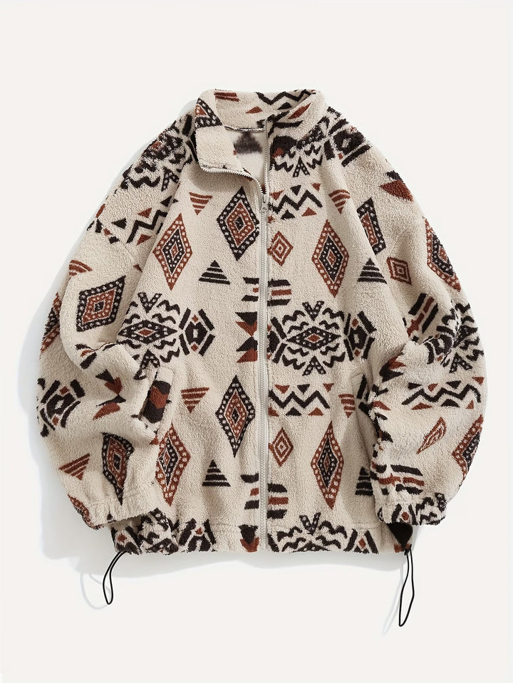 Esra - Long Sleeve Geometric Print Jacket