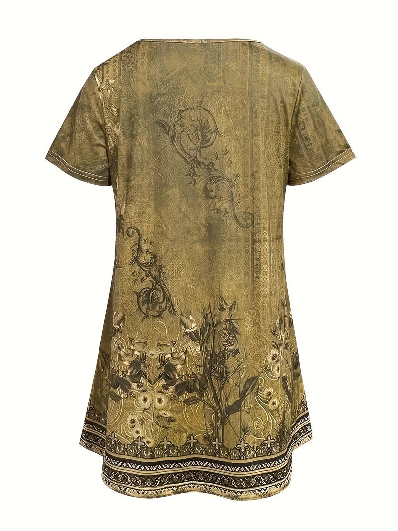 Abhishani - Camiseta de Corte largo Com Estampado Floral