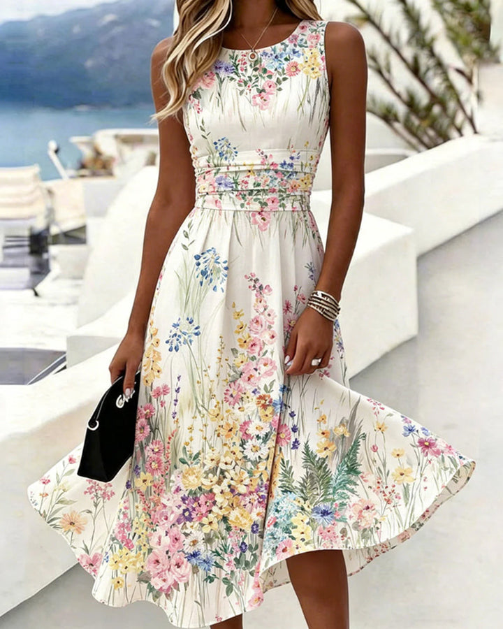 Cristine - Vestido sem Mangas com Estampado Floral