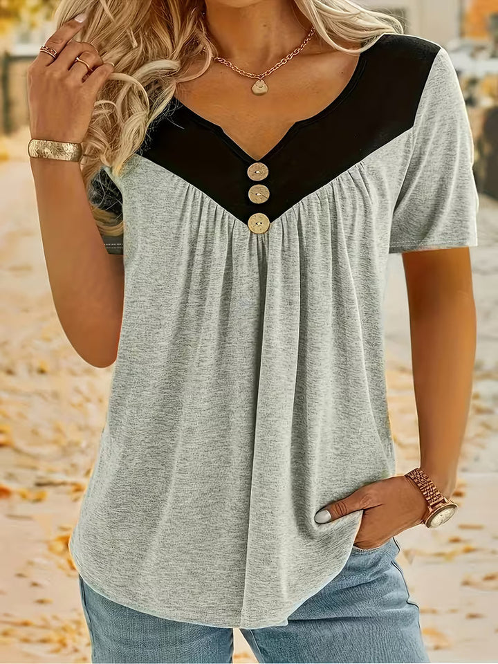 Kaielle - Camisola De Manga Curta Com Botão